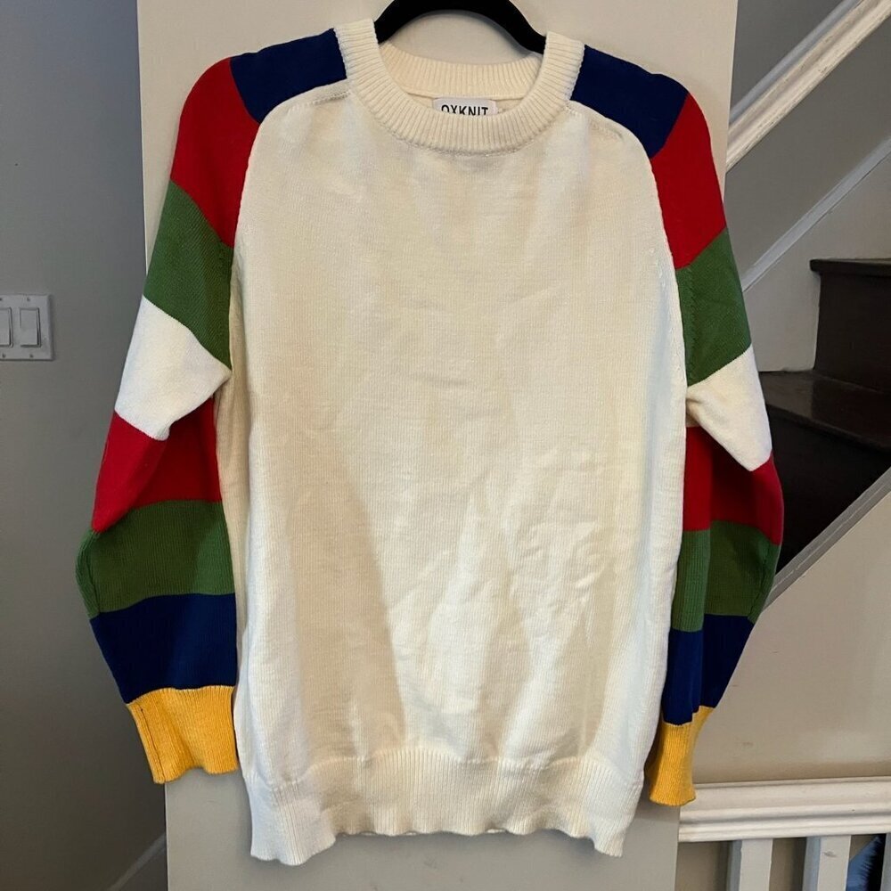 Ivory Sweater With Colorful Sleeves - Picture 3 of 7